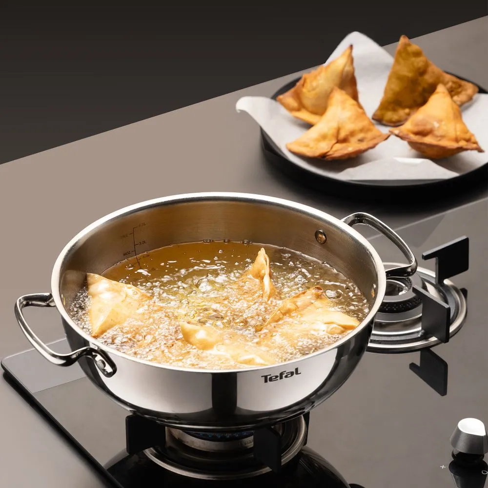 Intensium Tri-Ply Stainless Steel Deep Kadai 24 cm With Glass Lid