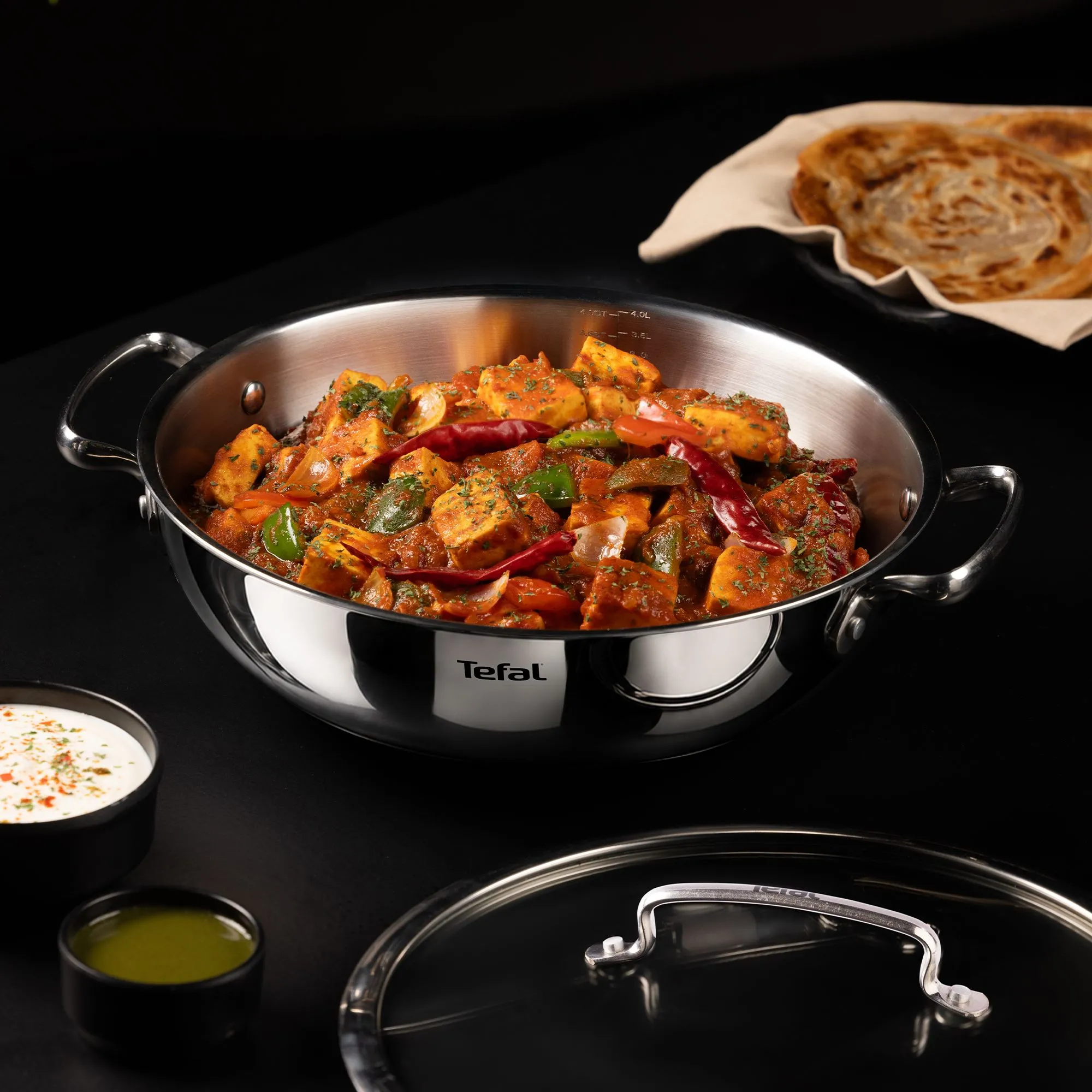 Intensium Tri-Ply Stainless Steel Kadai 26 Cm With Glass Lid